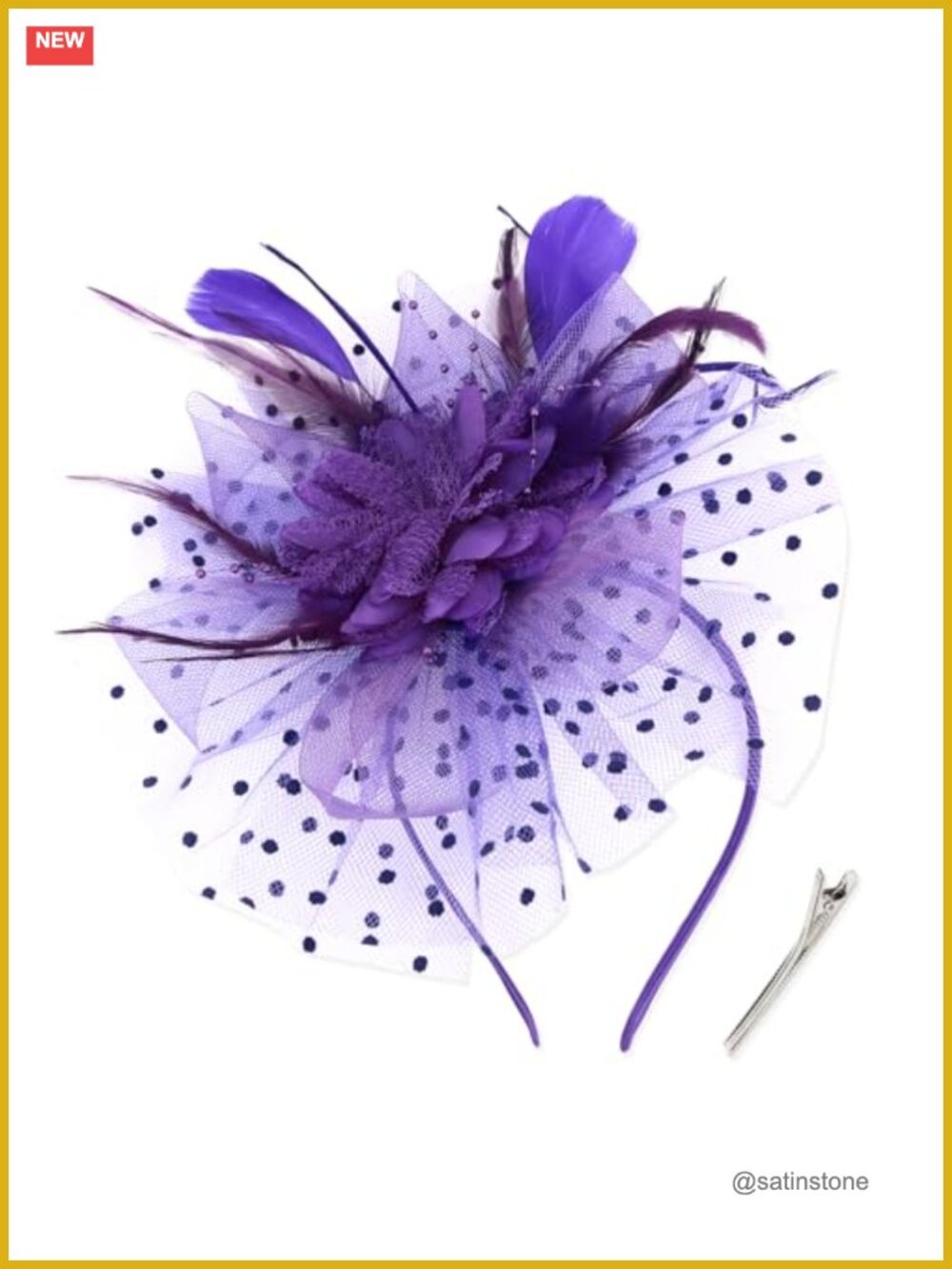 Fascinator Hat for Women Tea Party Derby Mesh Ribbon Feathers Headband